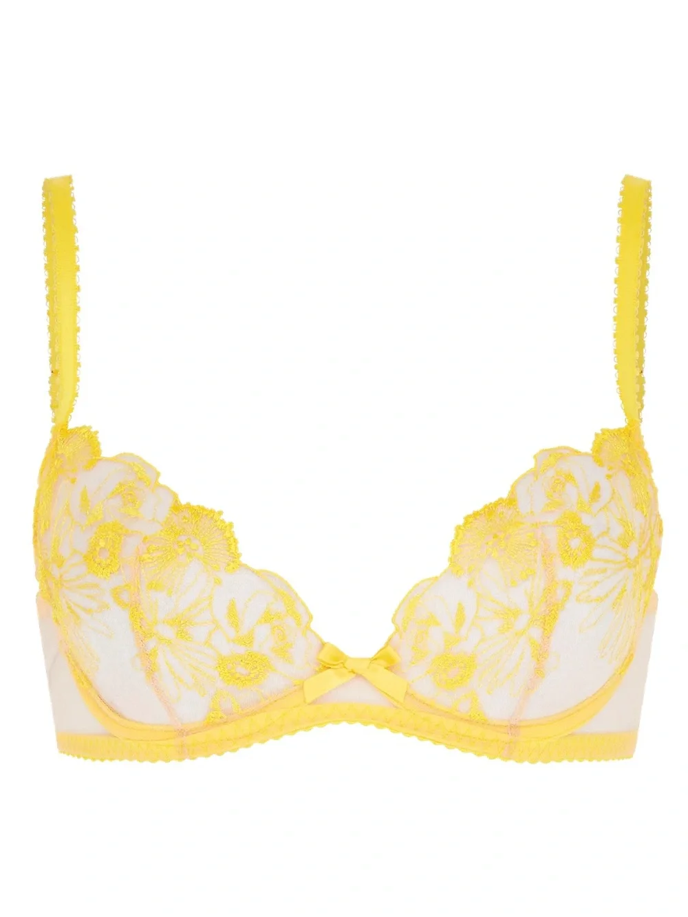Agent Provocateur NWOT Jayce Yellow Floral Lace Plunge Bra Size 32E